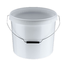 15L Plastic Round Bucket + Lid + Metal Handle - Multi Purpose - Food Grade - PP5 - WHITE