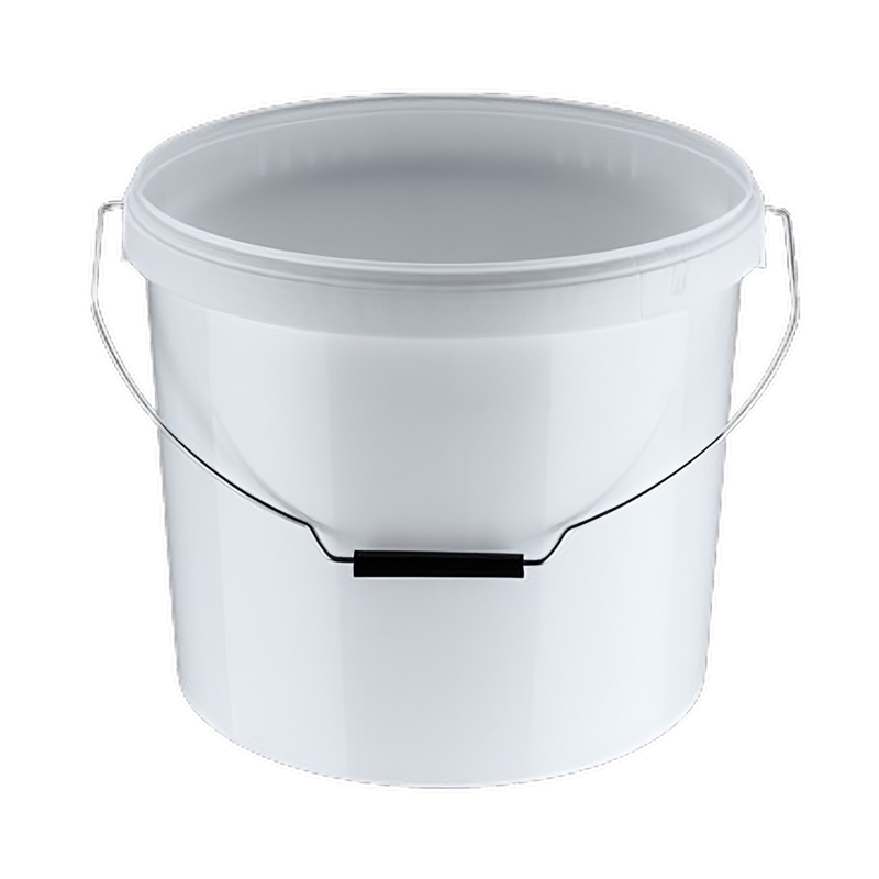 15L Plastic Bucket Pail + Lid + Wire Handle WHITE