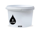 3L Plastic Round Bucket + Lid + Plastic Handle - Multi Purpose - Food Grade - PP5 - WHITE