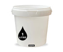 1L Plastic Round Bucket + Lid + Plastic Handle - Multi Purpose - Food Grade - PP5 - WHITE