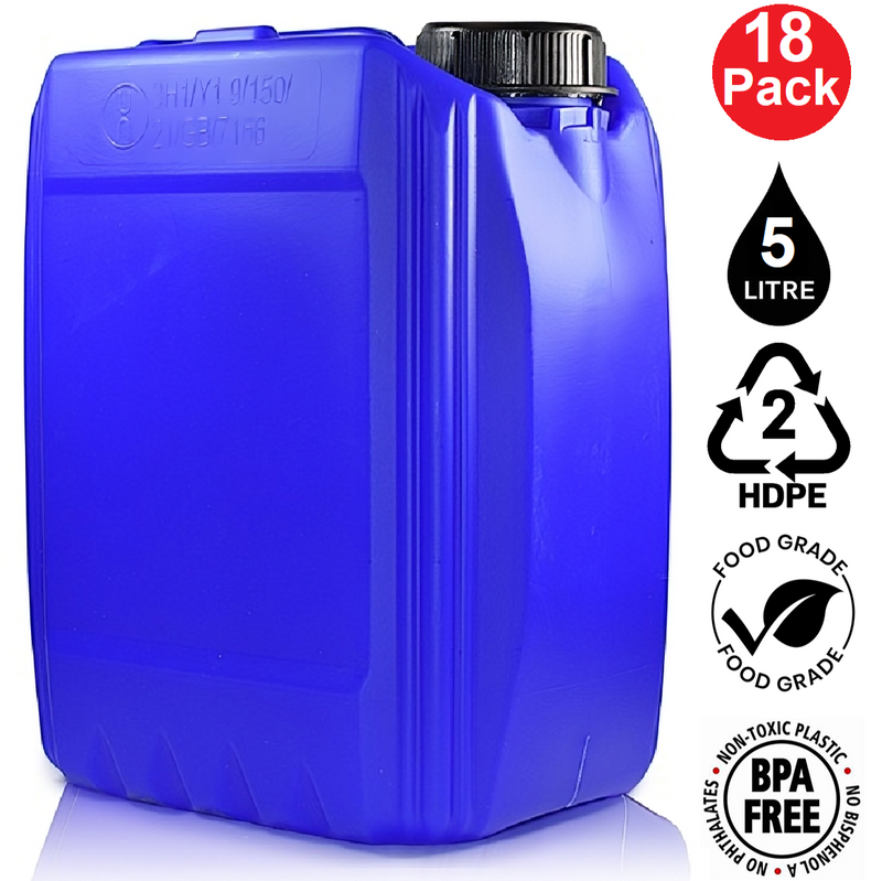 5L Jerrycan Stackable Container + Lid - UN Approved - Food Grade - Blue