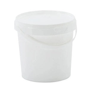 1L Plastic Bucket + Lid + Handle WHITE
