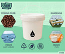 1L Plastic Round Bucket + Lid + Plastic Handle - Multi Purpose - Food Grade - PP5 - WHITE