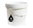 10L Plastic Round Bucket + Lid + Metal Handle - Multi Purpose - Food Grade - PP5 - WHITE