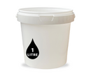 1L Plastic Round Bucket + Lid + Plastic Handle - Multi Purpose - Food Grade - PP5 - WHITE