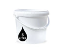 5L Plastic Round Bucket + Lid + Plastic Handle - Multi Purpose - Food Grade - PP5 - WHITE