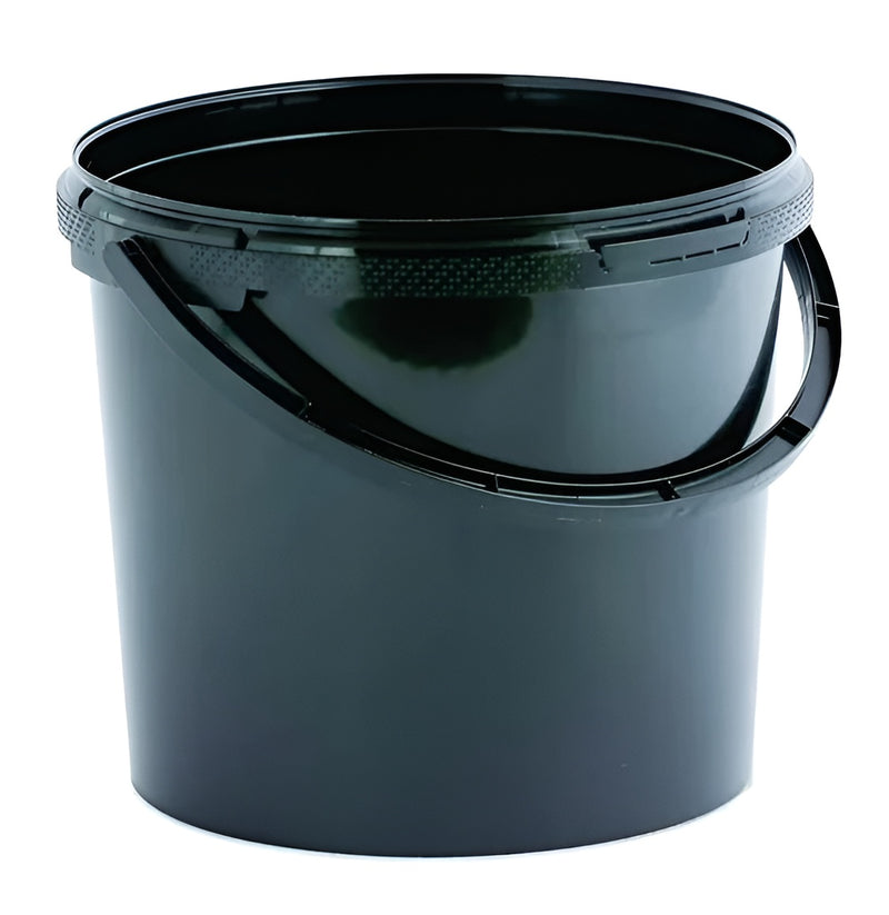 5L Plastic Bucket + Lid + Handle BLACK