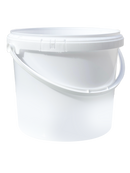 5L Plastic Round Bucket + Lid + Plastic Handle - Multi Purpose - Food Grade - PP5 - WHITE