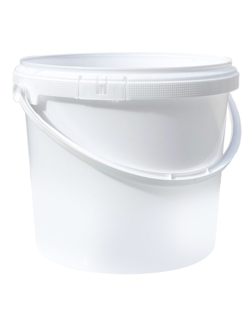5L Plastic Round Bucket + Lid + Plastic Handle - Multi Purpose - Food Grade - PP5 - WHITE