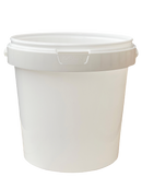 1L Plastic Round Bucket + Lid + Plastic Handle - Multi Purpose - Food Grade - PP5 - WHITE