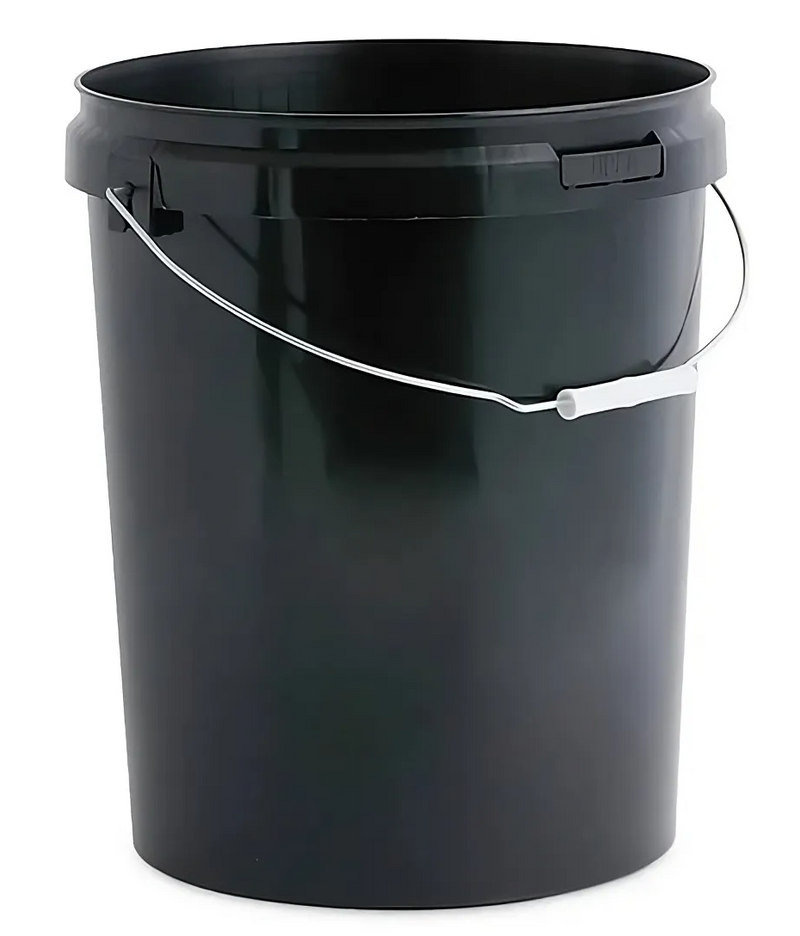 25L Plastic Bucket + Lid + Handle BLACK