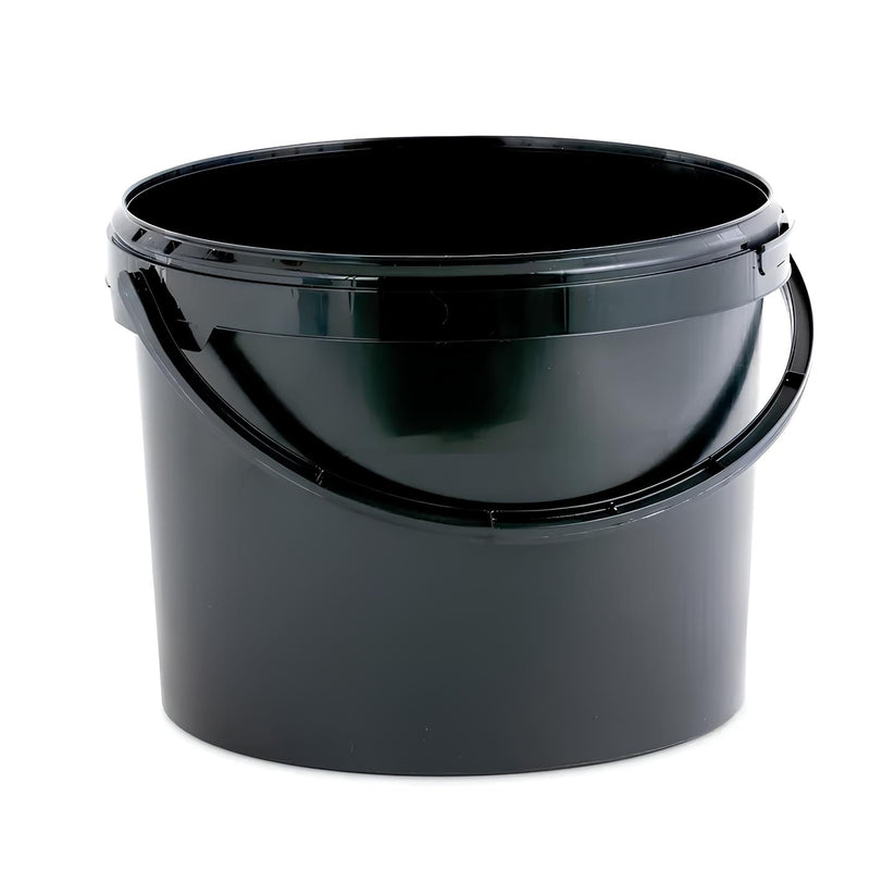 10L Plastic Pail Bucket + Lid + Plastic Handle BLACK