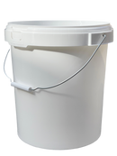 20L Plastic Round Bucket + Lid + Metal Handle - Multi Purpose - Food Grade - PP5 - WHITE