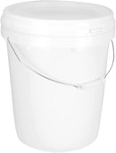 20L Plastic Round Bucket + Lid + Metal Handle - Multi Purpose - Food Grade - PP5 - WHITE