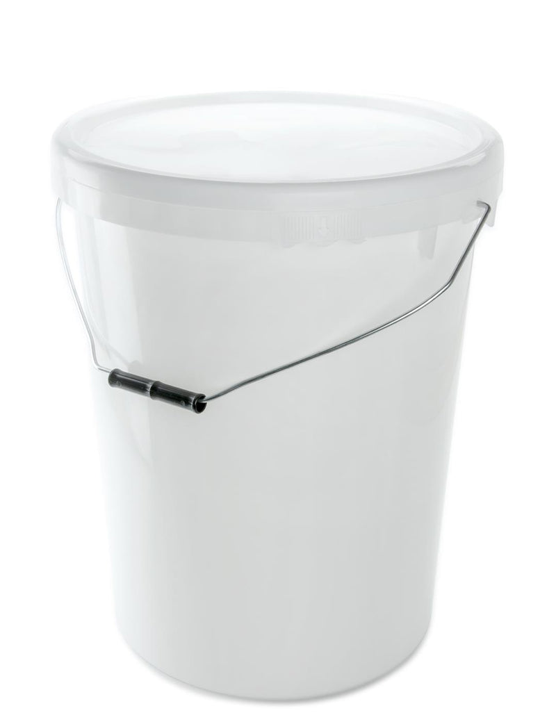 25L Plastic Bucket + Lid + Handle WHITE