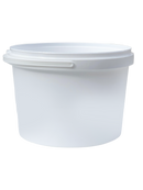3L Plastic Round Bucket + Lid + Plastic Handle - Multi Purpose - Food Grade - PP5 - WHITE