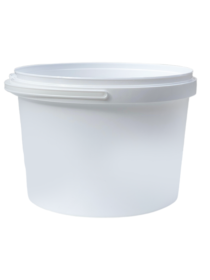 3L Plastic Round Bucket + Lid + Plastic Handle - Multi Purpose - Food Grade - PP5 - WHITE