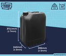 20L Jerrycan Stackable Container + Lid + Visi Strip - UN Approved - Food Grade - BLACK