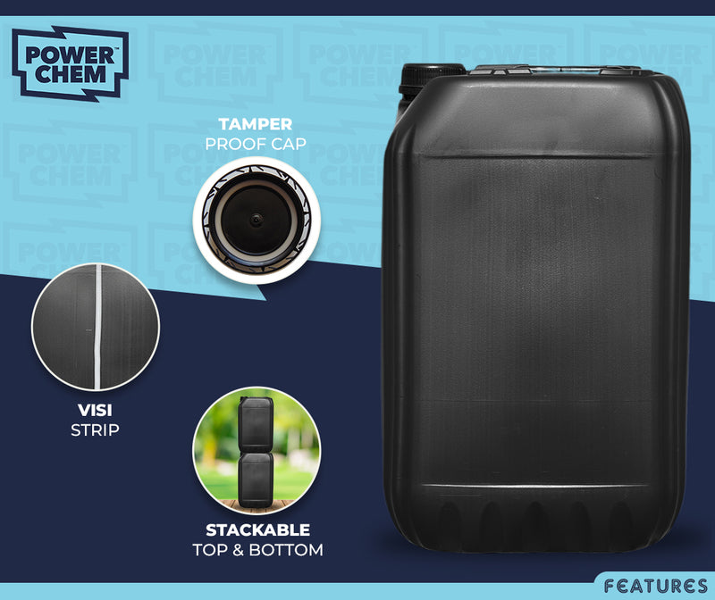 25L Jerrycan Stackable Container + Lid - UN Approved - Food Grade - Black