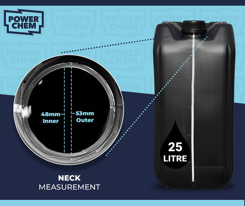 25L Jerrycan Stackable Container + Lid - UN Approved - Food Grade - Black