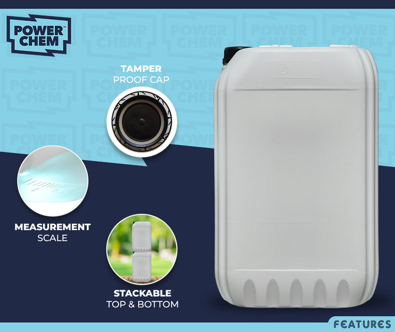 2 x 25L Jerrycan Stackable Container + Lid - UN Approved - Food Grade - White
