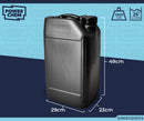 25L ANTI GLUG Stackable Container Jerrycan + Lid - UN Approved - Food Grade - Black