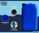 25L ANTI GLUG Stackable Container Jerrycan + Lid - UN Approved - Food Grade - Blue