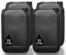 4 x 25L Jerrycan Stackable Container + Lid - UN Approved - Food Grade - Black