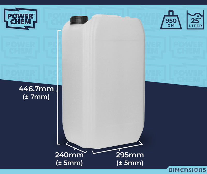 25L Jerrycan Stackable Container + Lid - UN Approved - Food Grade - Natural