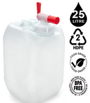 25L Jerrycan Stackable Container + Tap Cap - UN Approved - Food Grade - Natural