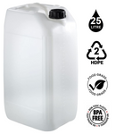 25L Jerrycan Stackable Container + Lid - UN Approved - Food Grade - Natural