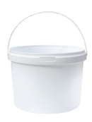 3L Plastic Round Bucket + Lid + Plastic Handle - Multi Purpose - Food Grade - PP5 - WHITE