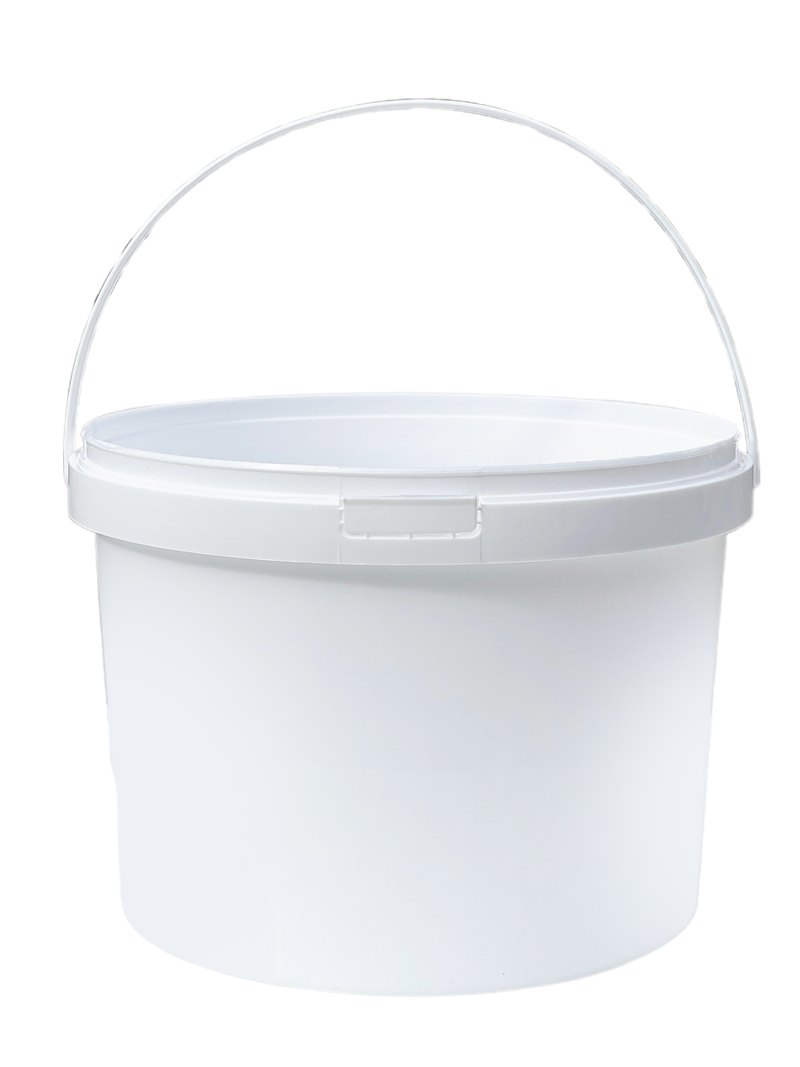 3L Plastic Round Bucket + Lid + Plastic Handle - Multi Purpose - Food Grade - PP5 - WHITE