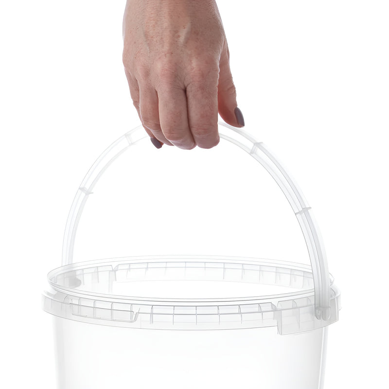 5L Plastic Bucket + Lid + Handle CLEAR