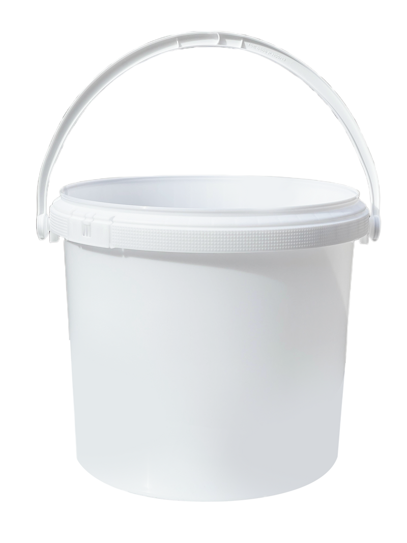 5L Plastic Round Bucket + Lid + Plastic Handle - Multi Purpose - Food Grade - PP5 - WHITE