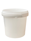 1L Plastic Round Bucket + Lid + Plastic Handle - Multi Purpose - Food Grade - PP5 - WHITE