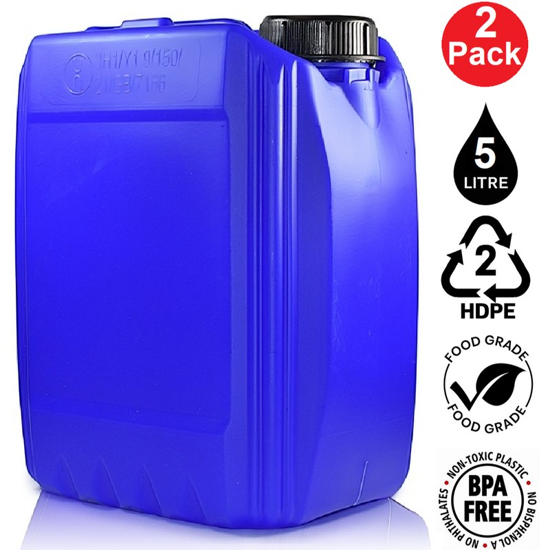 5L Jerrycan Stackable Container + Lid - UN Approved - Food Grade - Blue