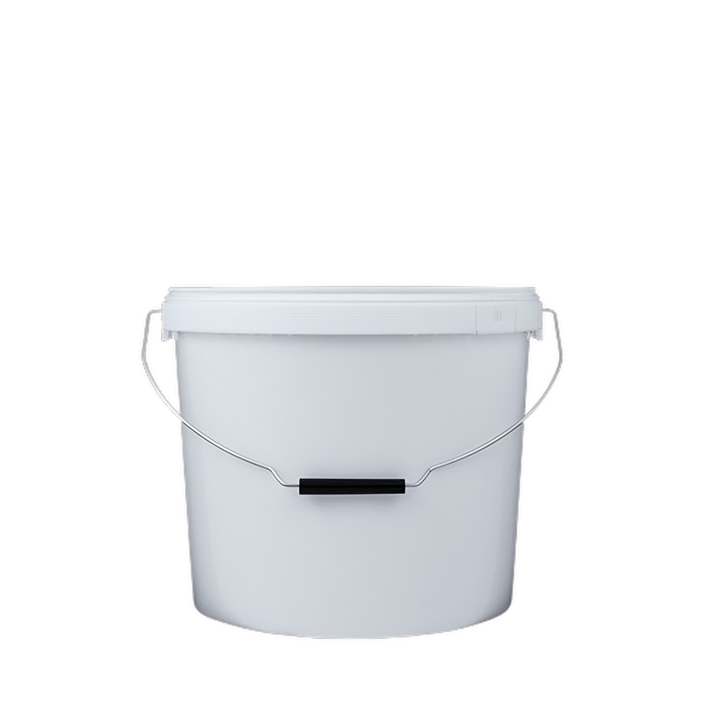 15L Plastic Bucket Pail + Lid + Wire Handle WHITE