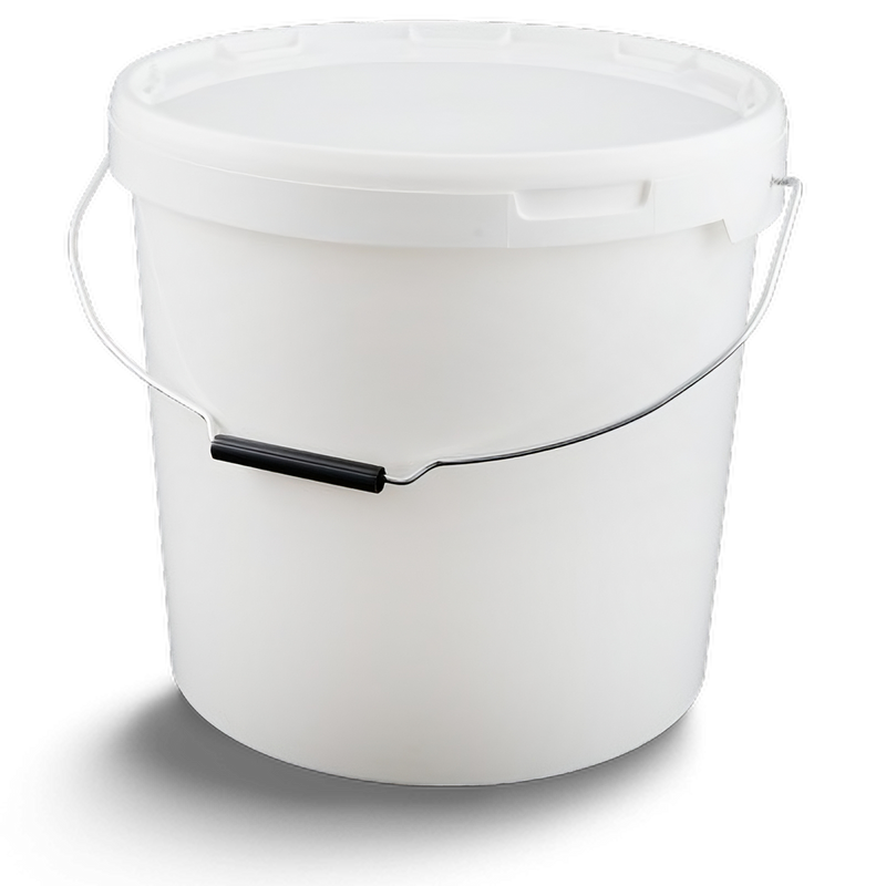 30L Plastic Bucket + Lid + Handle WHITE