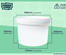 3L Plastic Round Bucket + Lid + Plastic Handle - Multi Purpose - Food Grade - PP5 - WHITE