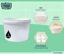3L Plastic Round Bucket + Lid + Plastic Handle - Multi Purpose - Food Grade - PP5 - WHITE