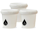 1L Plastic Round Bucket + Lid + Plastic Handle - Multi Purpose - Food Grade - PP5 - WHITE