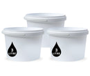3L Plastic Round Bucket + Lid + Plastic Handle - Multi Purpose - Food Grade - PP5 - WHITE