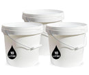 10L Plastic Round Bucket + Lid + Metal Handle - Multi Purpose - Food Grade - PP5 - WHITE