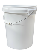 25L Plastic Round Bucket + Lid + Metal Handle - Multi Purpose - Food Grade - PP5 - WHITE