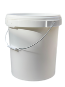 20L Plastic Round Bucket + Lid + Metal Handle - Multi Purpose - Food Grade - PP5 - WHITE