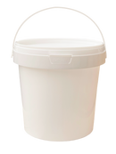 1L Plastic Round Bucket + Lid + Plastic Handle - Multi Purpose - Food Grade - PP5 - WHITE
