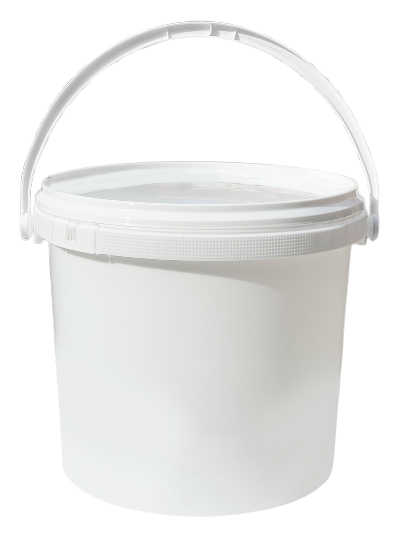 5L Plastic Round Bucket + Lid + Plastic Handle - Multi Purpose - Food Grade - PP5 - WHITE