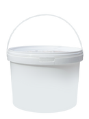3L Plastic Round Bucket + Lid + Plastic Handle - Multi Purpose - Food Grade - PP5 - WHITE