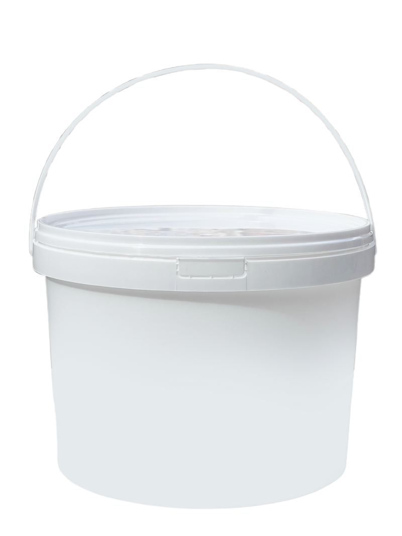 3L Plastic Round Bucket + Lid + Plastic Handle - Multi Purpose - Food Grade - PP5 - WHITE